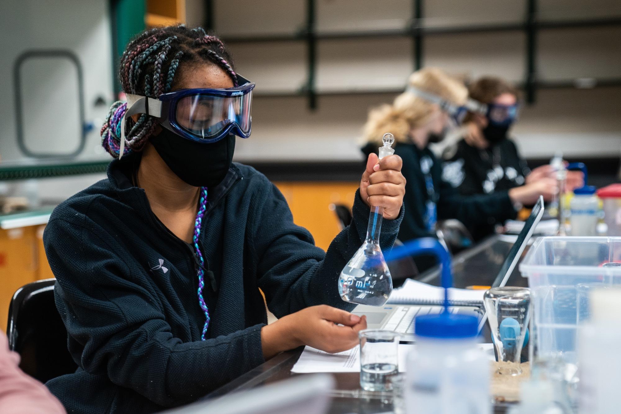 student working in chemistry lab